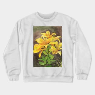 Yellow lilies watercolour painting Crewneck Sweatshirt